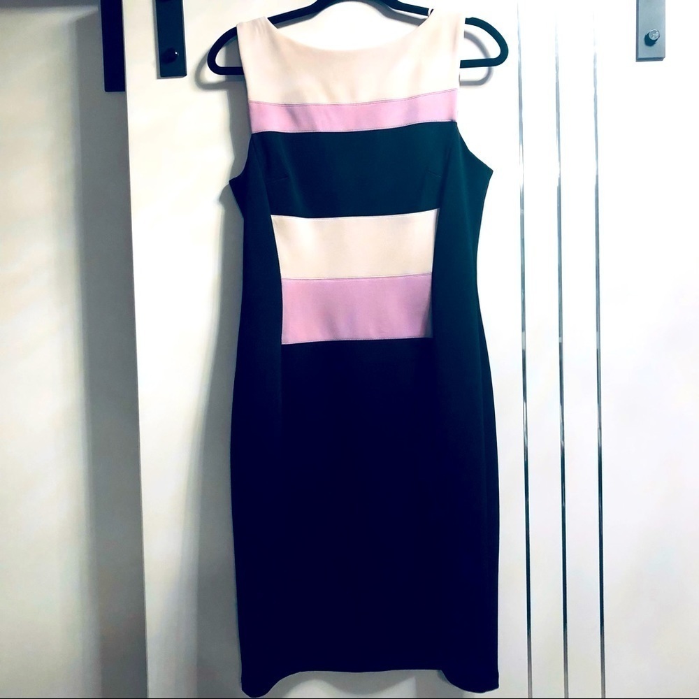 Maggy London Size 10 Sleeveless Colour Block Sheath Bodycon Dress